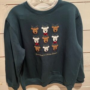 Grandma Christmas sweatshirt size L, grandma’s little deers, embroidered, EUC